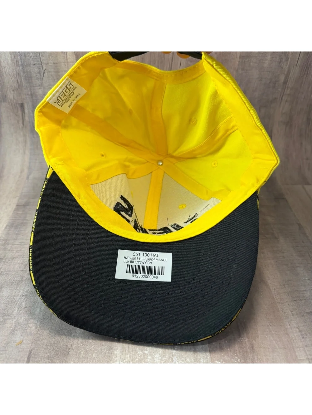JEGS High Performance Parts Jegs.Com Hat Black & Yellow Hook & Loop Cap NEW